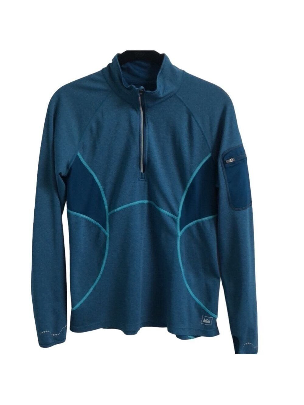 REI Active Pursuits Quarter Zip Top Teal Blue Size M